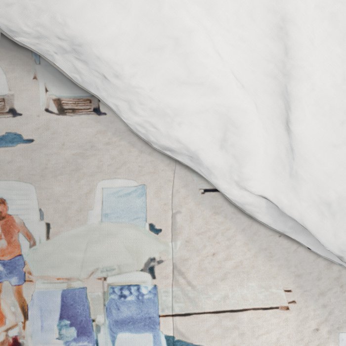 Vintage Beach Photography, Aerial Beach Print, Beach People, People On Beach, Beach Umbrellas Comforter Gallery Image 4