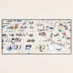 Vintage Beach Photography, Aerial Beach Print, Beach People, People On Beach, Beach Umbrellas Desk Mat Gallery Image 3