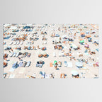 Vintage Beach Photography, Aerial Beach Print, Beach People, People On Beach, Beach Umbrellas Tablecloth Gallery Image 2