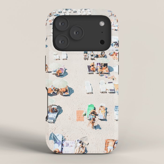 Vintage Beach Photography, Aerial Beach Print, Beach People, People On Beach, Beach Umbrellas iPhone Case Gallery Image 3