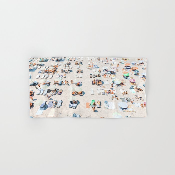 Vintage Beach Photography, Aerial Beach Print, Beach People, People On Beach, Beach Umbrellas Bath Towel Gallery Image 1