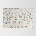 Vintage Beach Photography, Aerial Beach Print, Beach People, People On Beach, Beach Umbrellas Rug Gallery Image 2