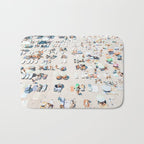 Vintage Beach Photography, Aerial Beach Print, Beach People, People On Beach, Beach Umbrellas Bath Mat Gallery Image 1