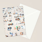 Vintage Beach Photography, Aerial Beach Print, Beach People, People On Beach, Beach Umbrellas Stationery Card Gallery Image 2