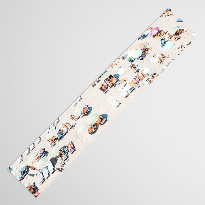 Vintage Beach Photography, Aerial Beach Print, Beach People, People On Beach, Beach Umbrellas Table Runner Gallery Image 3