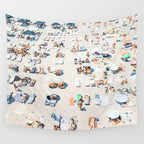 Vintage Beach Photography, Aerial Beach Print, Beach People, People On Beach, Beach Umbrellas Wall Tapestry Gallery Image 4