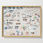 Vintage Beach Photography, Aerial Beach Print, Beach People, People On Beach, Beach Umbrellas Serving Tray Gallery Image 1