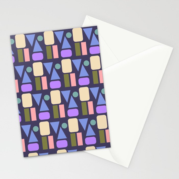 Mid-century Geometric Color Fun - Dark Blue Stationery Card Gallery Image 2