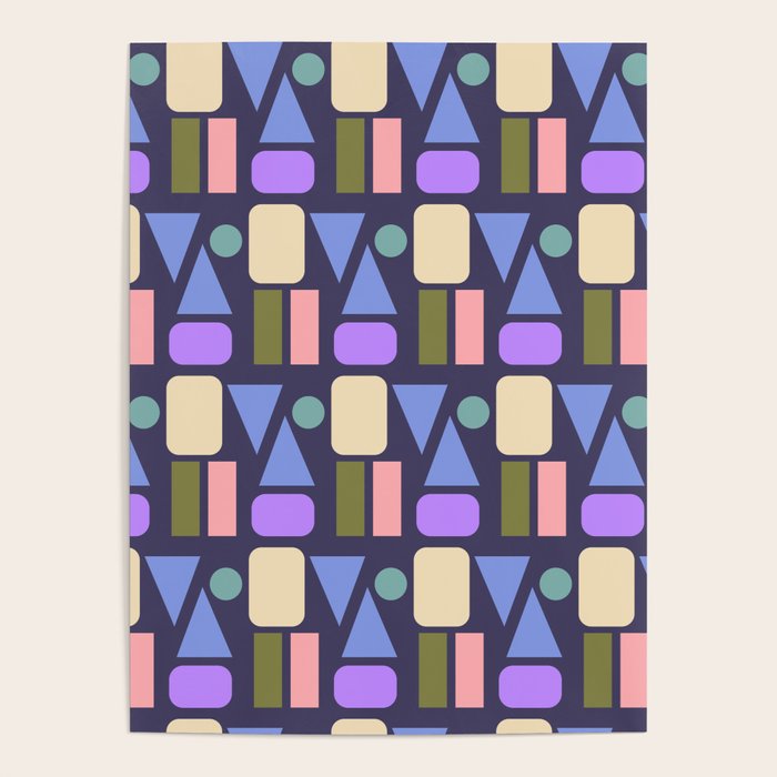 Mid-century Geometric Color Fun - Dark Blue Poster Gallery Image 1