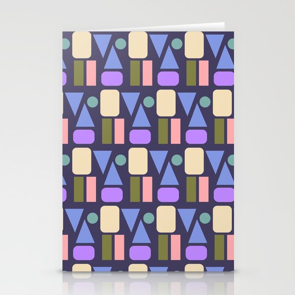 Mid-century Geometric Color Fun - Dark Blue Stationery Card Gallery Image 2