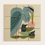 Blue Heron, Green Marsh Wood Wall Art Gallery Image 1