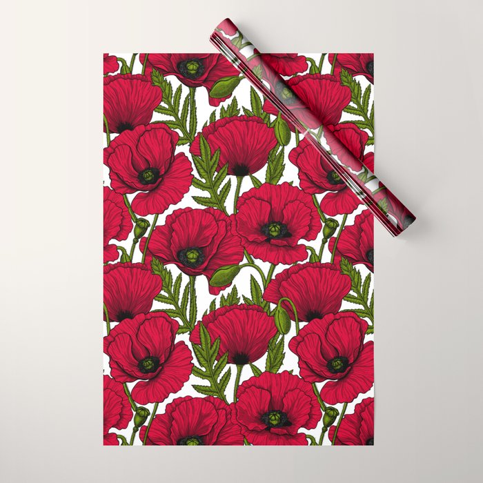 Red Poppy garden 2 Wrapping Paper Gallery Image 1