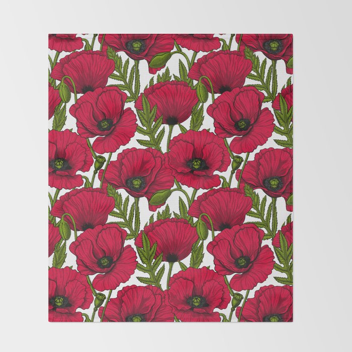 Red Poppy garden 2 Throw Blanket Gallery Image 2