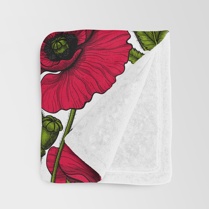 Red Poppy garden 2 Throw Blanket Gallery Image 3