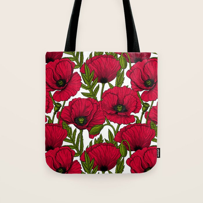 Red Poppy garden 2 Tote Bag Gallery Image 1