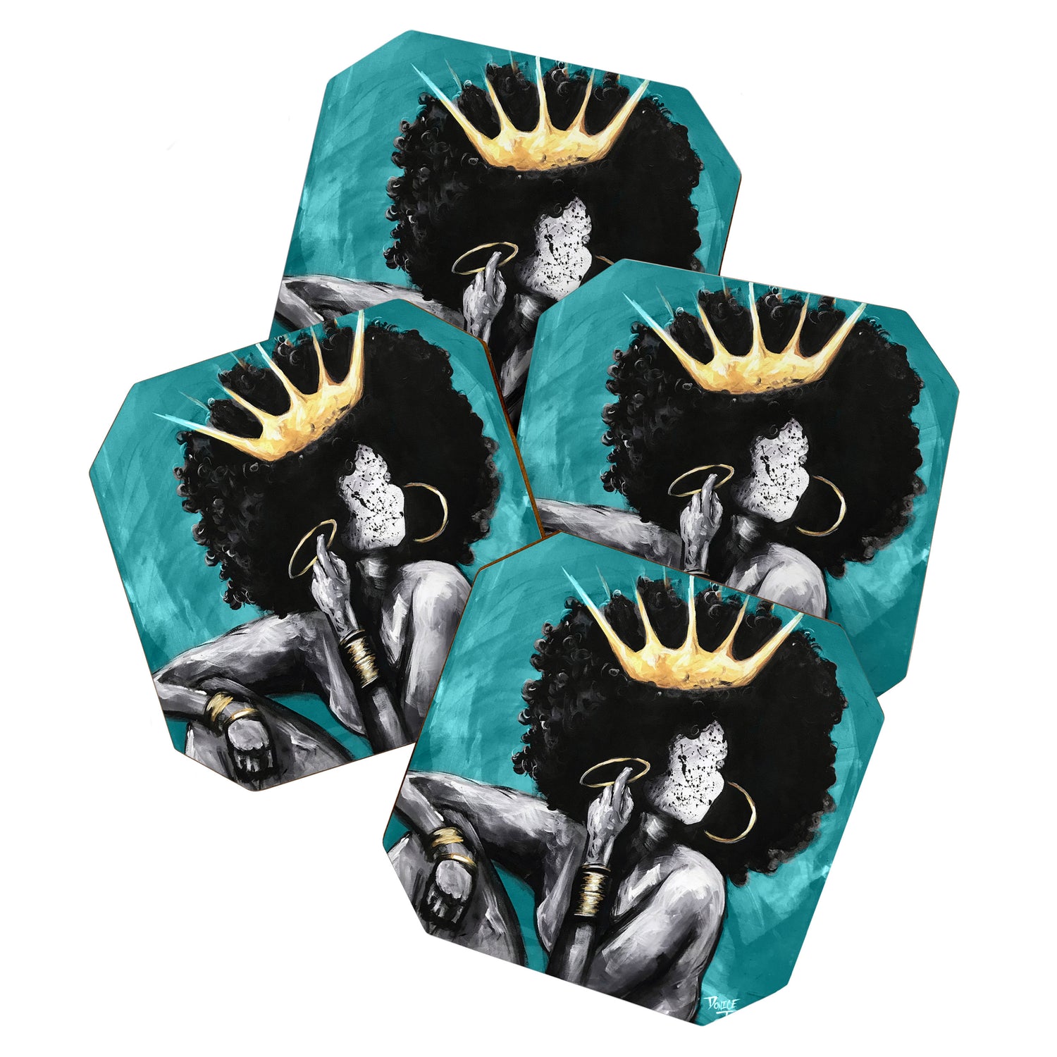 Naturally Queen VI  TEAL Coaster Gallery Image 1
