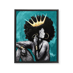 Naturally Queen VI  TEAL Framed Canvas Print Gallery Image 6