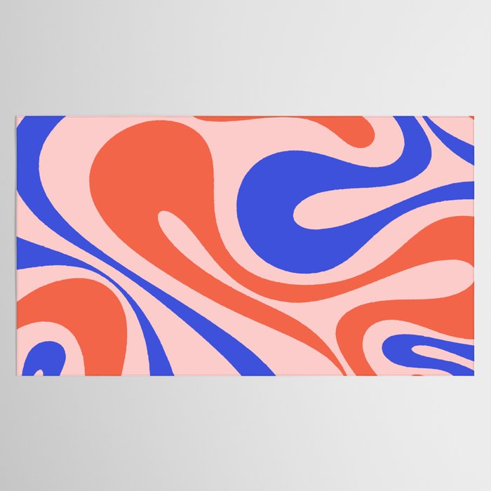Mod Swirl Retro Abstract Pattern Pink Orange Bright Blue Tablecloth Gallery Image 2