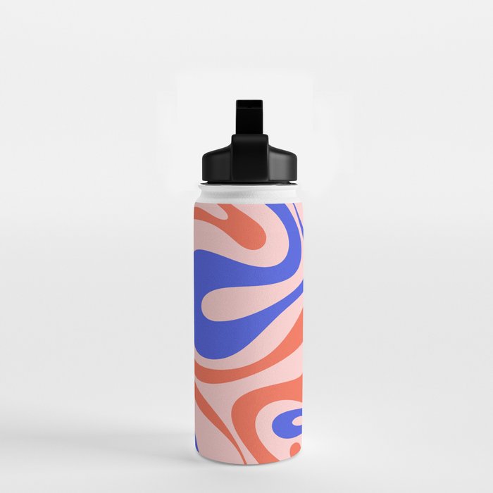 Mod Swirl Retro Abstract Pattern Pink Orange Bright Blue Water Bottle Gallery Image 2