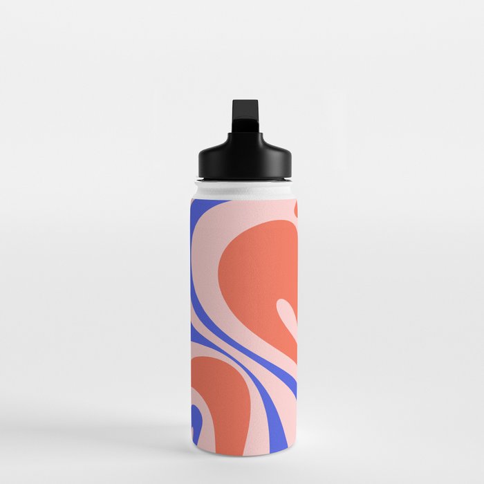 Mod Swirl Retro Abstract Pattern Pink Orange Bright Blue Water Bottle Gallery Image 3