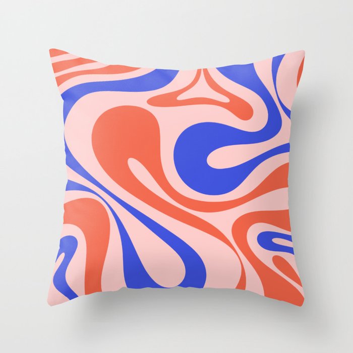 Mod Swirl Retro Abstract Pattern Pink Orange Bright Blue Throw Pillow Gallery Image 6