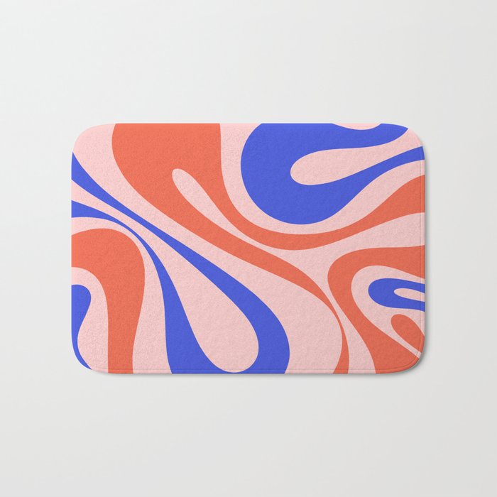 Mod Swirl Retro Abstract Pattern Pink Orange Bright Blue Bath Mat Gallery Image 1
