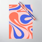 Mod Swirl Retro Abstract Pattern Pink Orange Bright Blue Wrapping Paper Gallery Image 1