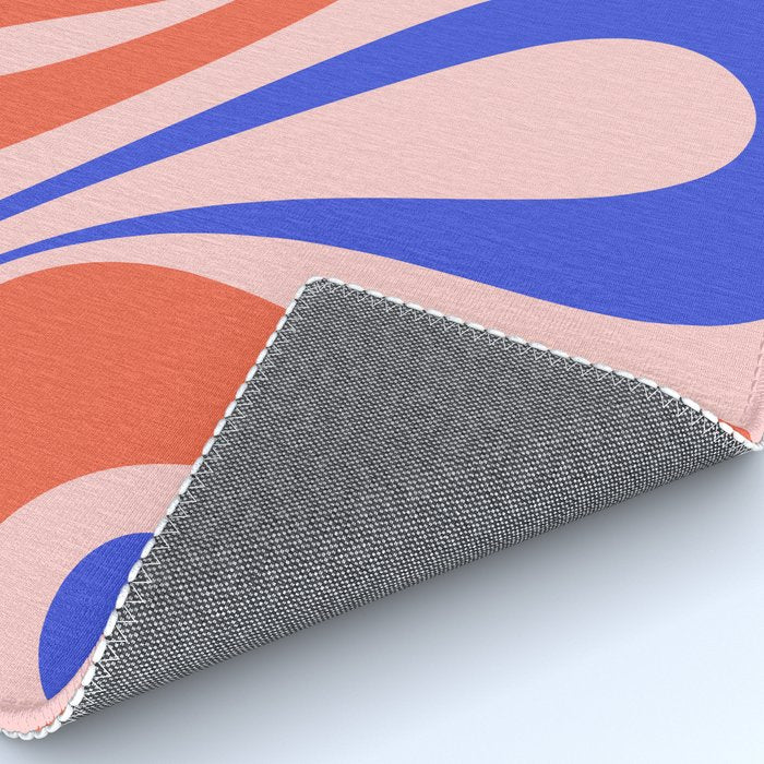 Mod Swirl Retro Abstract Pattern Pink Orange Bright Blue Rug Gallery Image 4