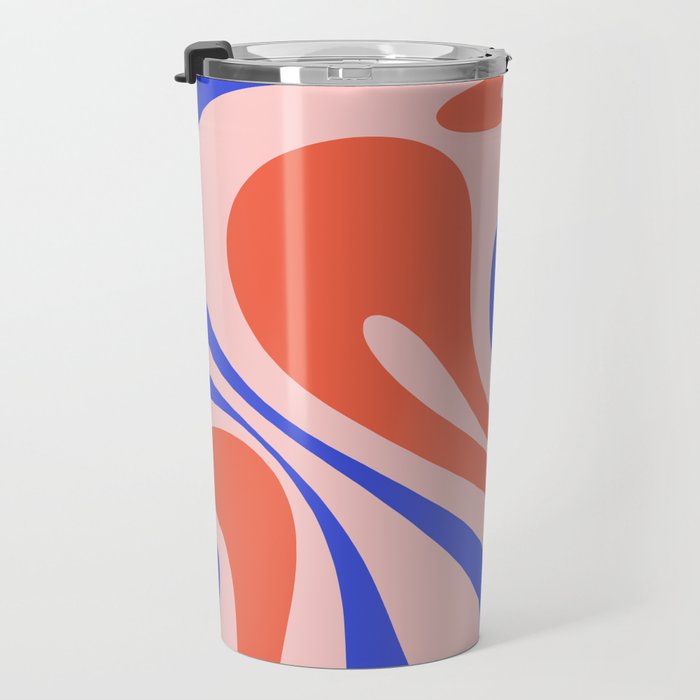 Mod Swirl Retro Abstract Pattern Pink Orange Bright Blue Travel Mug Gallery Image 3
