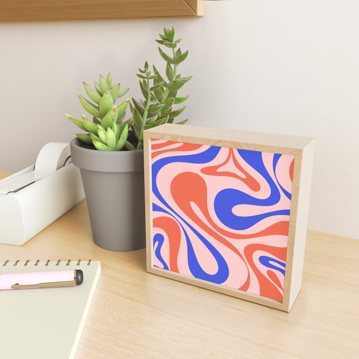 Mod Swirl Retro Abstract Pattern Pink Orange Bright Blue Mini Art Print Gallery Image 2