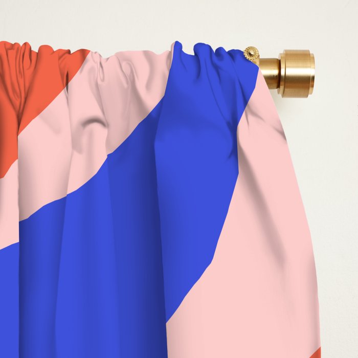 Mod Swirl Retro Abstract Pattern Pink Orange Bright Blue Window Curtain Gallery Image 2