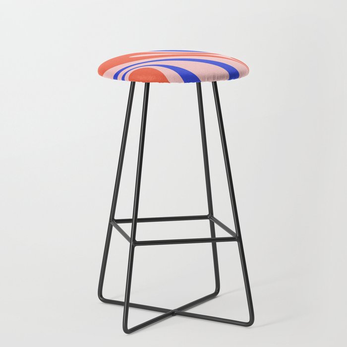 Mod Swirl Retro Abstract Pattern Pink Orange Bright Blue Stool Gallery Image 1