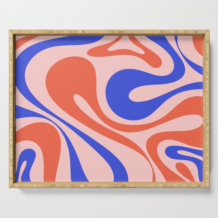 Mod Swirl Retro Abstract Pattern Pink Orange Bright Blue Serving Tray Gallery Image 1