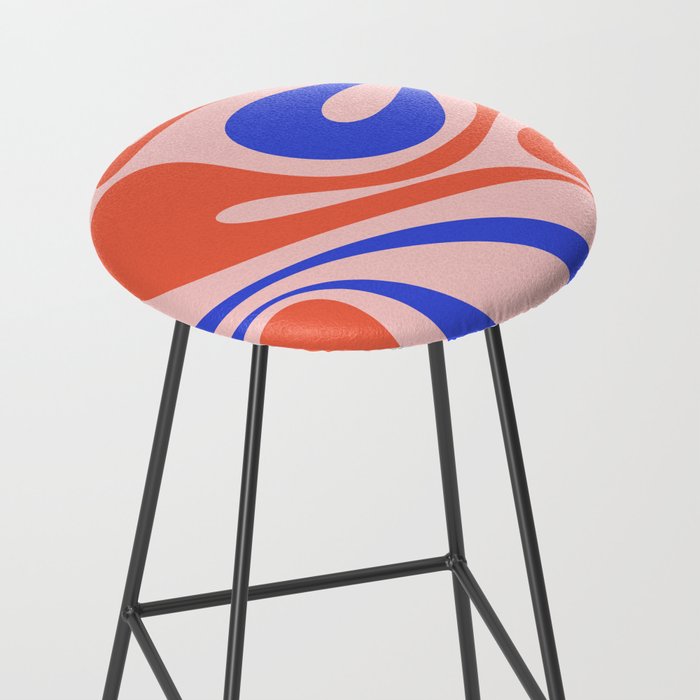 Mod Swirl Retro Abstract Pattern Pink Orange Bright Blue Stool Gallery Image 2