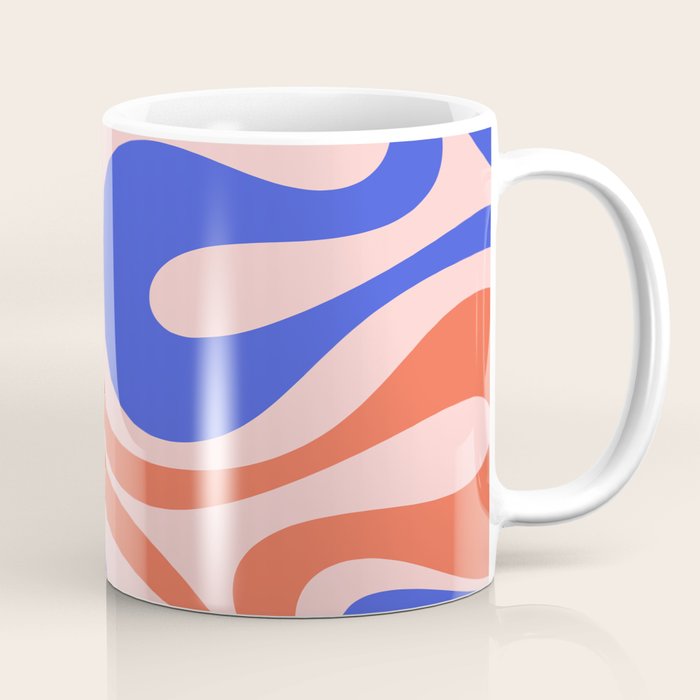 Mod Swirl Retro Abstract Pattern Pink Orange Bright Blue Coffee Mug Gallery Image 1