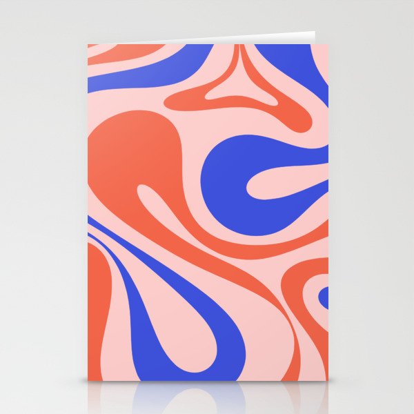 Mod Swirl Retro Abstract Pattern Pink Orange Bright Blue Stationery Card Gallery Image 2