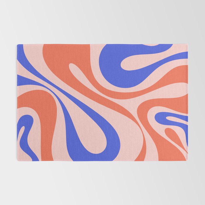 Mod Swirl Retro Abstract Pattern Pink Orange Bright Blue Rug Gallery Image 2