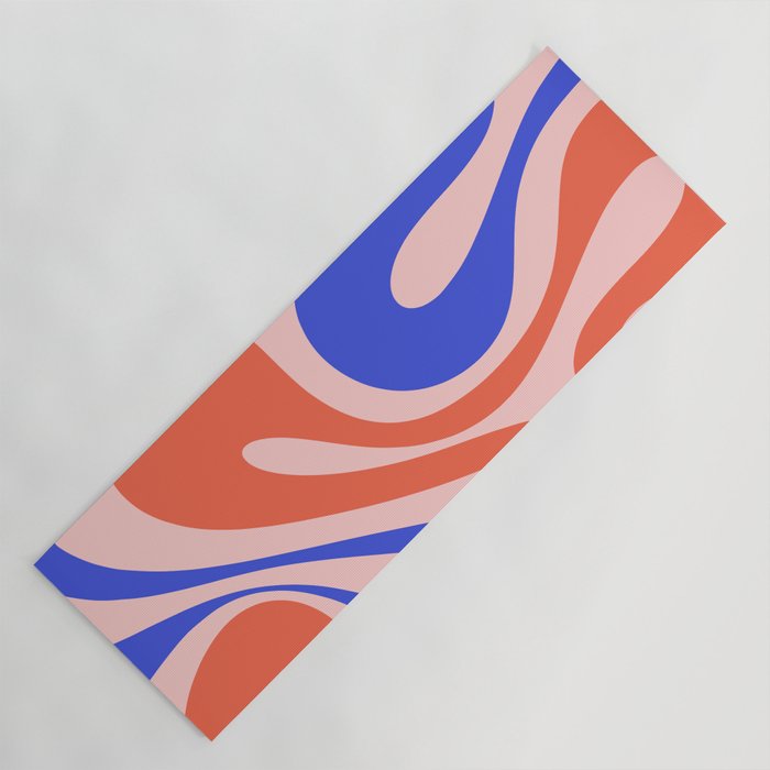 Mod Swirl Retro Abstract Pattern Pink Orange Bright Blue Yoga Mat Gallery Image 1