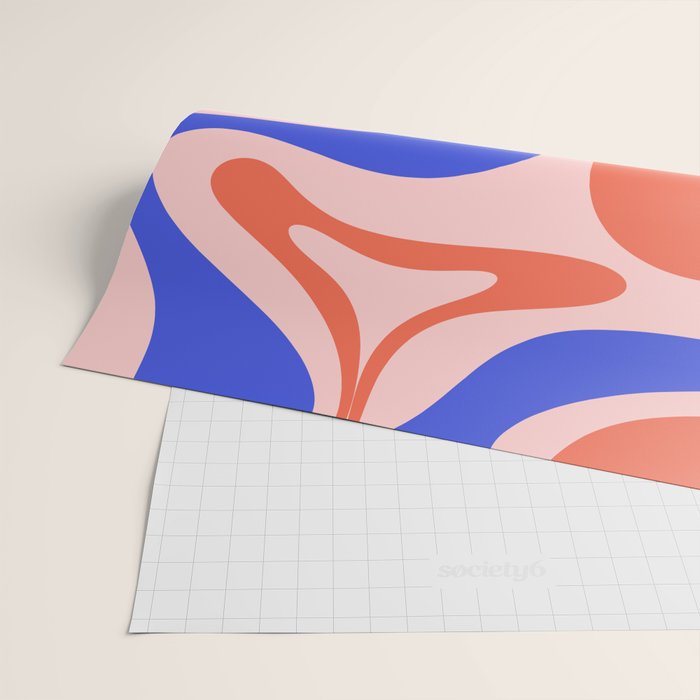 Mod Swirl Retro Abstract Pattern Pink Orange Bright Blue Wrapping Paper Gallery Image 2