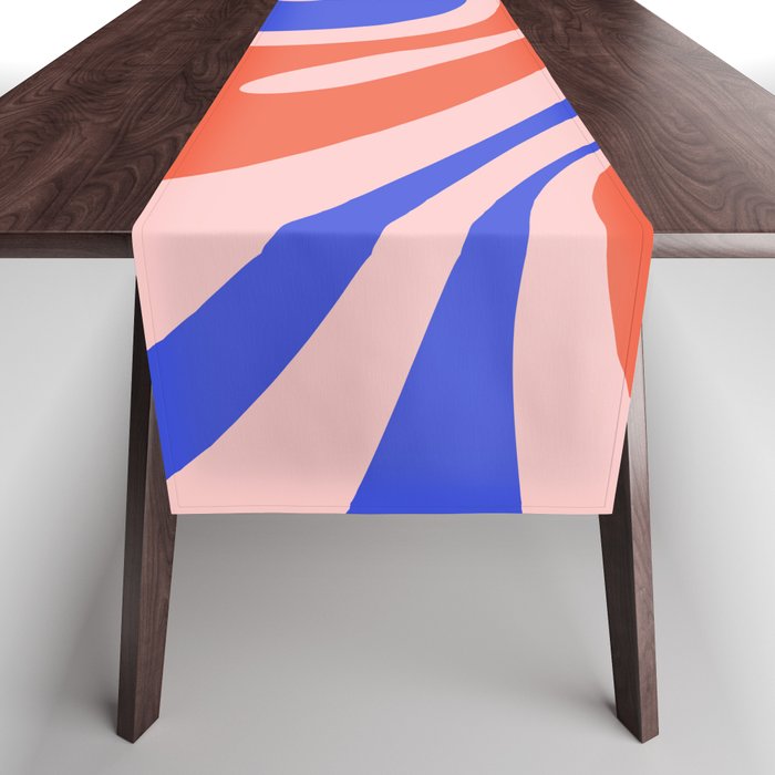 Mod Swirl Retro Abstract Pattern Pink Orange Bright Blue Table Runner Gallery Image 1