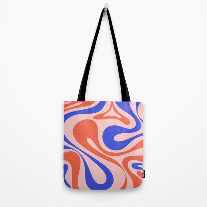 Mod Swirl Retro Abstract Pattern Pink Orange Bright Blue Tote Bag Gallery Image 2