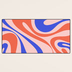 Mod Swirl Retro Abstract Pattern Pink Orange Bright Blue Desk Mat Gallery Image 3