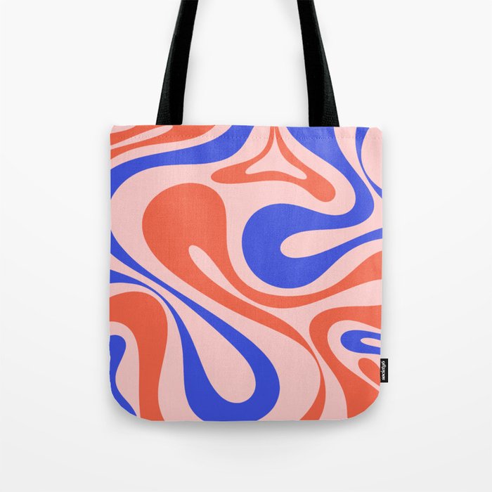 Mod Swirl Retro Abstract Pattern Pink Orange Bright Blue Tote Bag Gallery Image 1