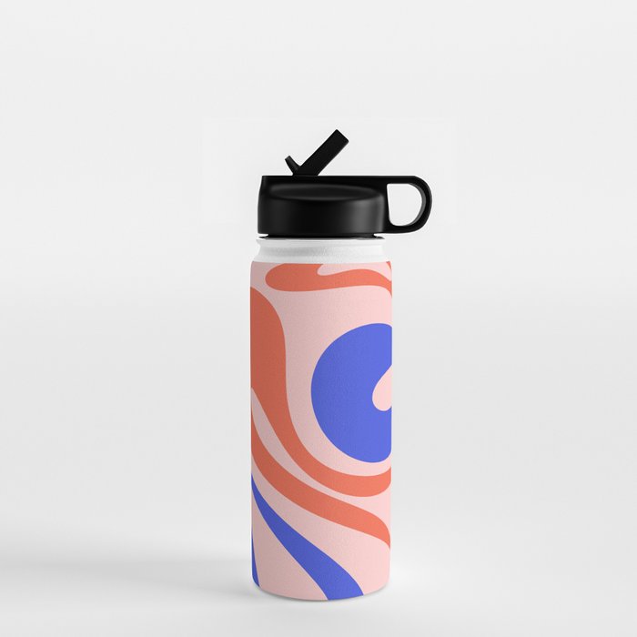 Mod Swirl Retro Abstract Pattern Pink Orange Bright Blue Water Bottle Gallery Image 1