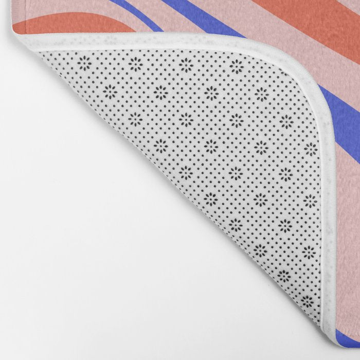 Mod Swirl Retro Abstract Pattern Pink Orange Bright Blue Bath Mat Gallery Image 2