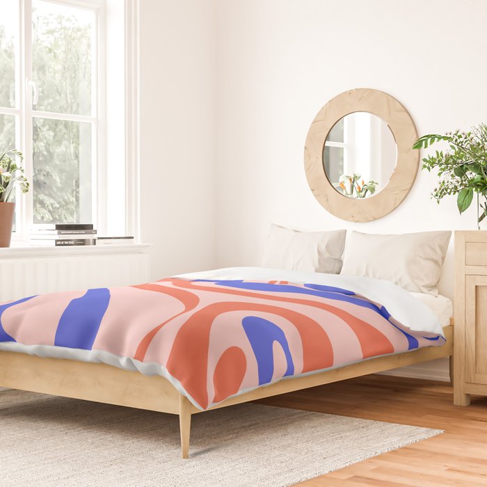 Mod Swirl Retro Abstract Pattern Pink Orange Bright Blue Duvet Cover Gallery Image 2
