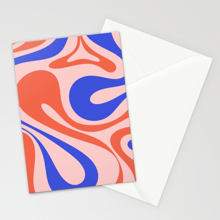 Mod Swirl Retro Abstract Pattern Pink Orange Bright Blue Stationery Card Gallery Image 2