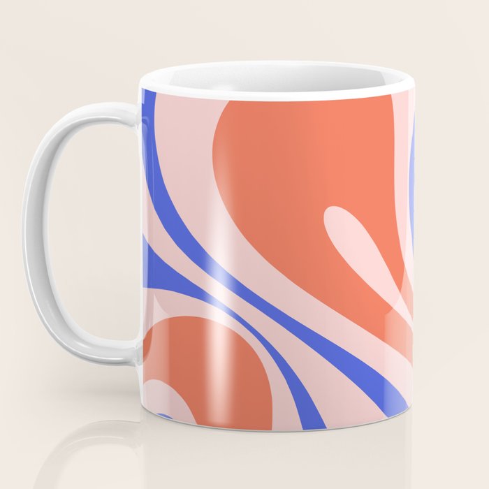 Mod Swirl Retro Abstract Pattern Pink Orange Bright Blue Coffee Mug Gallery Image 3