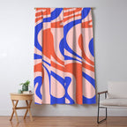 Mod Swirl Retro Abstract Pattern Pink Orange Bright Blue Window Curtain Gallery Image 5