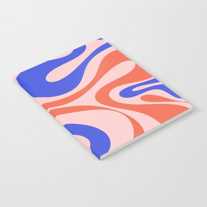 Mod Swirl Retro Abstract Pattern Pink Orange Bright Blue Notebook Gallery Image 1